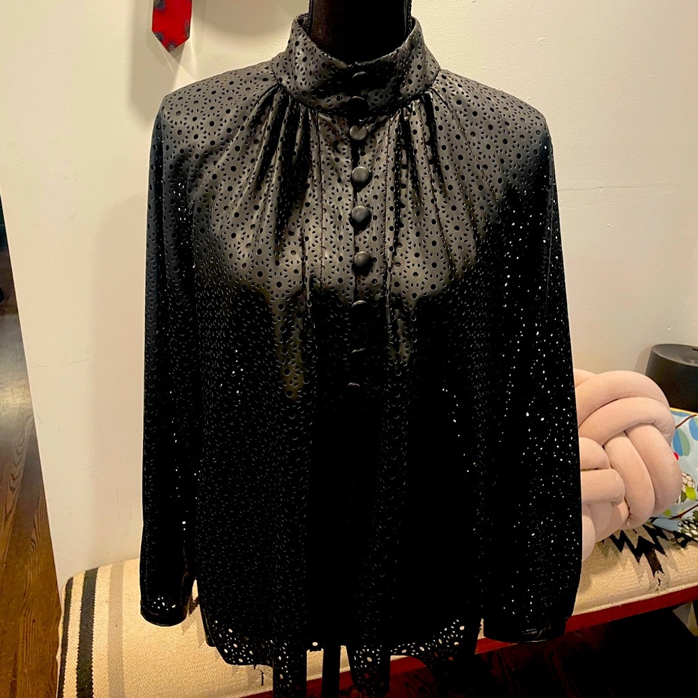 Zara faux leather look top with cut out print. Size L. NWT